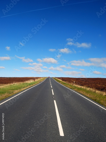 Upright view of road through Yorkshire Moors