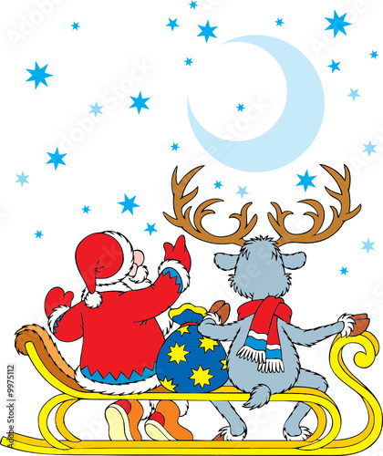 Santa Clause and Reindeer