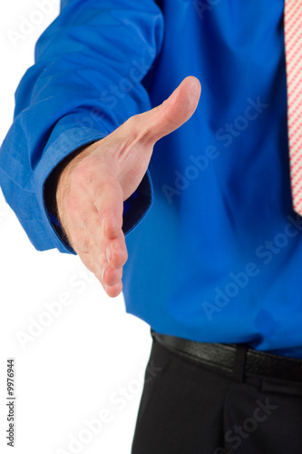 Man extending handshake photo