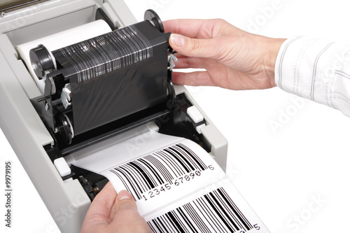 barcode label printer, isolated on white