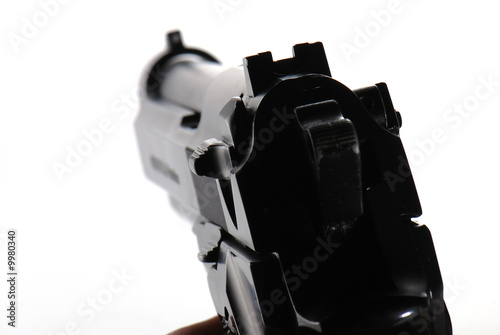 Aimed gun on white background