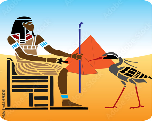 Egyptian hieroglyphics. Ancient fresco from Egypt