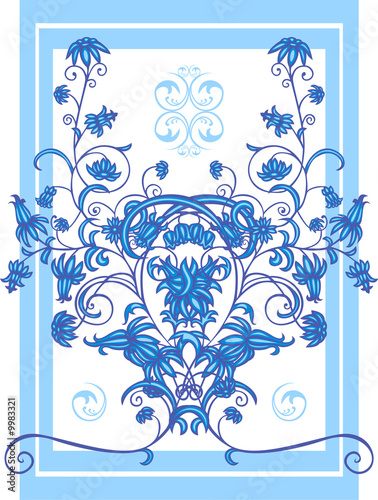 Abstract flower ornament in frame