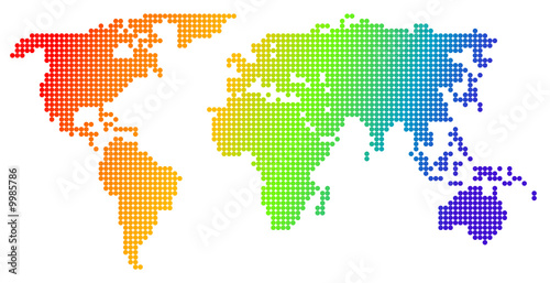 Map of the world, made from color dots....