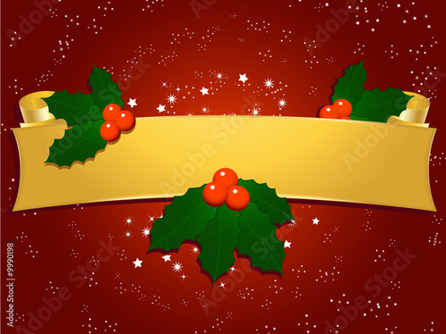 Christmas scroll and holly