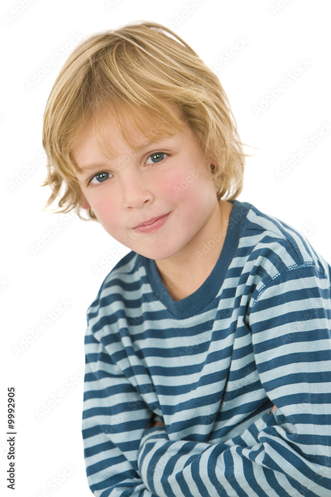 Studio shot of a young blond haired blue eyed boy Stock Photo | Adobe Stock