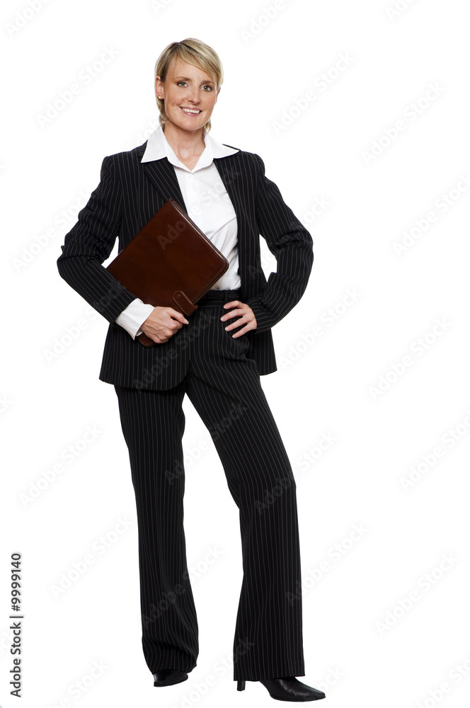 young happy blond business woman, isolated on white young happy blond business woman, isolated on white