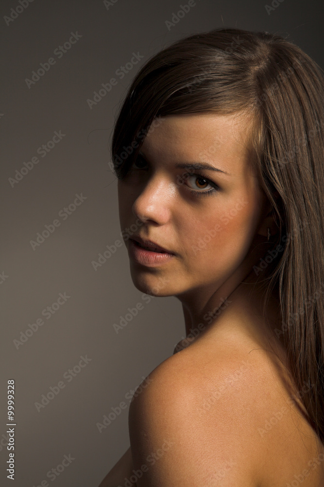 Young beautiful girl on black isolated background Young beautiful girl on black isolated background