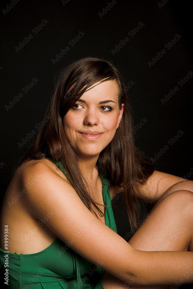 Young beautiful girl on black isolated background Young beautiful girl on black isolated background