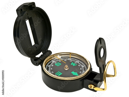 Single compass against the white background