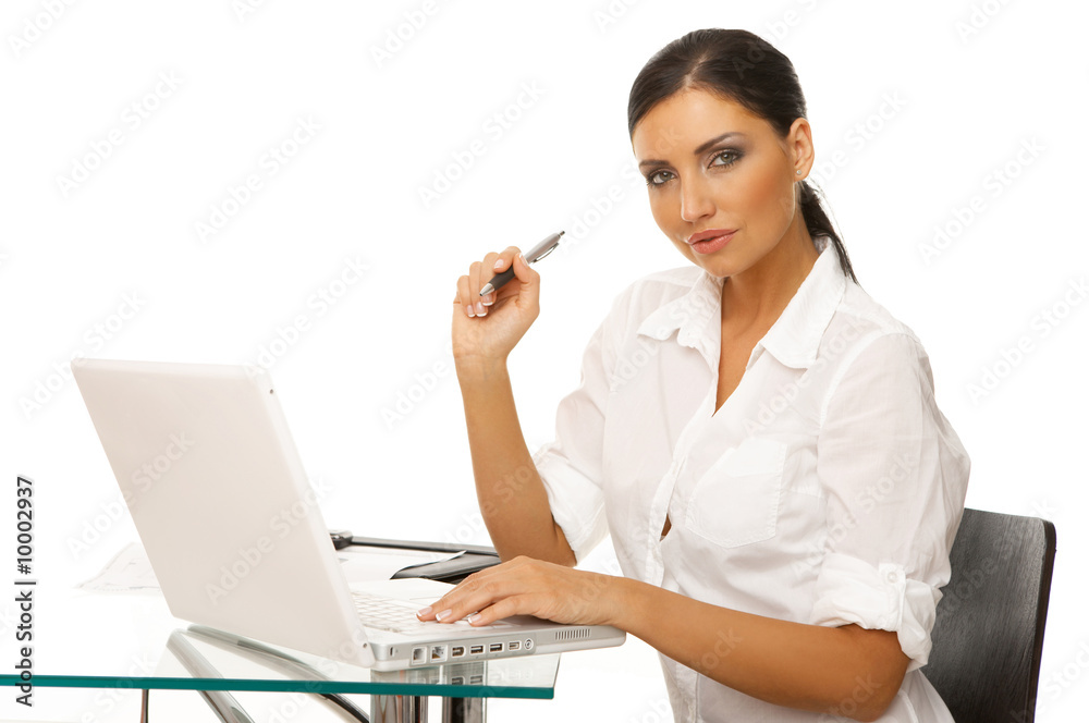 Portrait of beautiful business woman with laptop Portrait of beautiful business woman with laptop