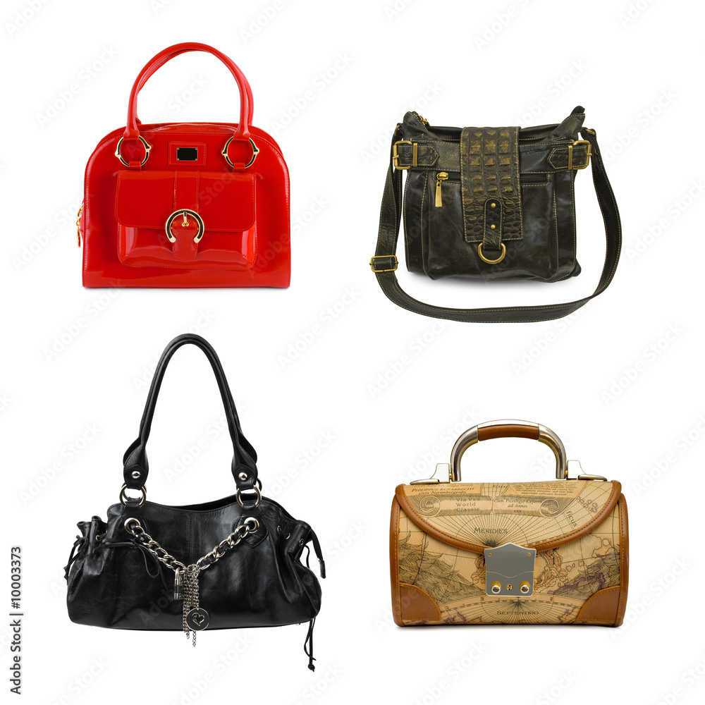 Collection of woman bags isolated on white background Collection of woman bags isolated on white background