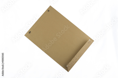 tilted brown envelope isolated on white background