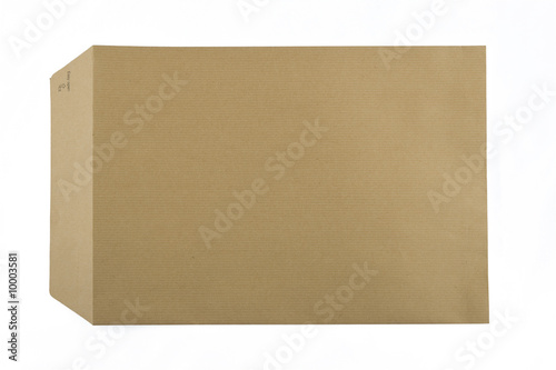 horizontal brown envelope on white background