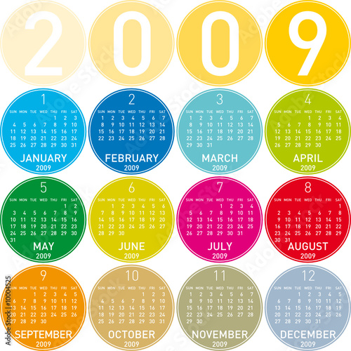 Colorful Calendar for 2009, in a circles theme