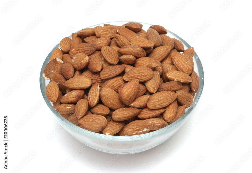 Almonds nuts on a white background Almonds nuts on a white background
