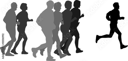 group of marathon runners,profile