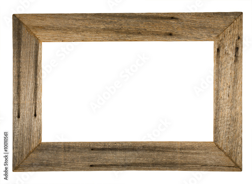 rustic hardwood picture frame isolated on white