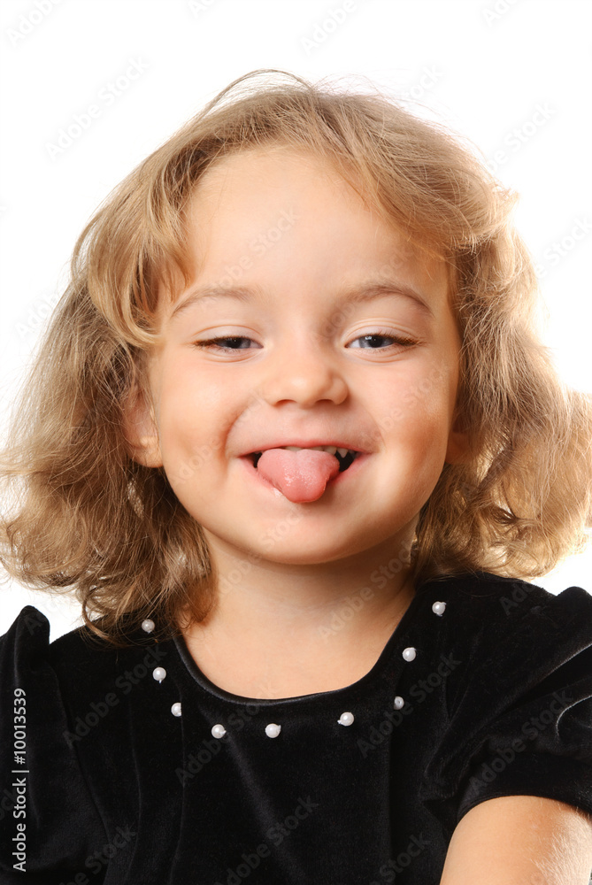 Little girl making face. Isolated Little girl making face. Isolated