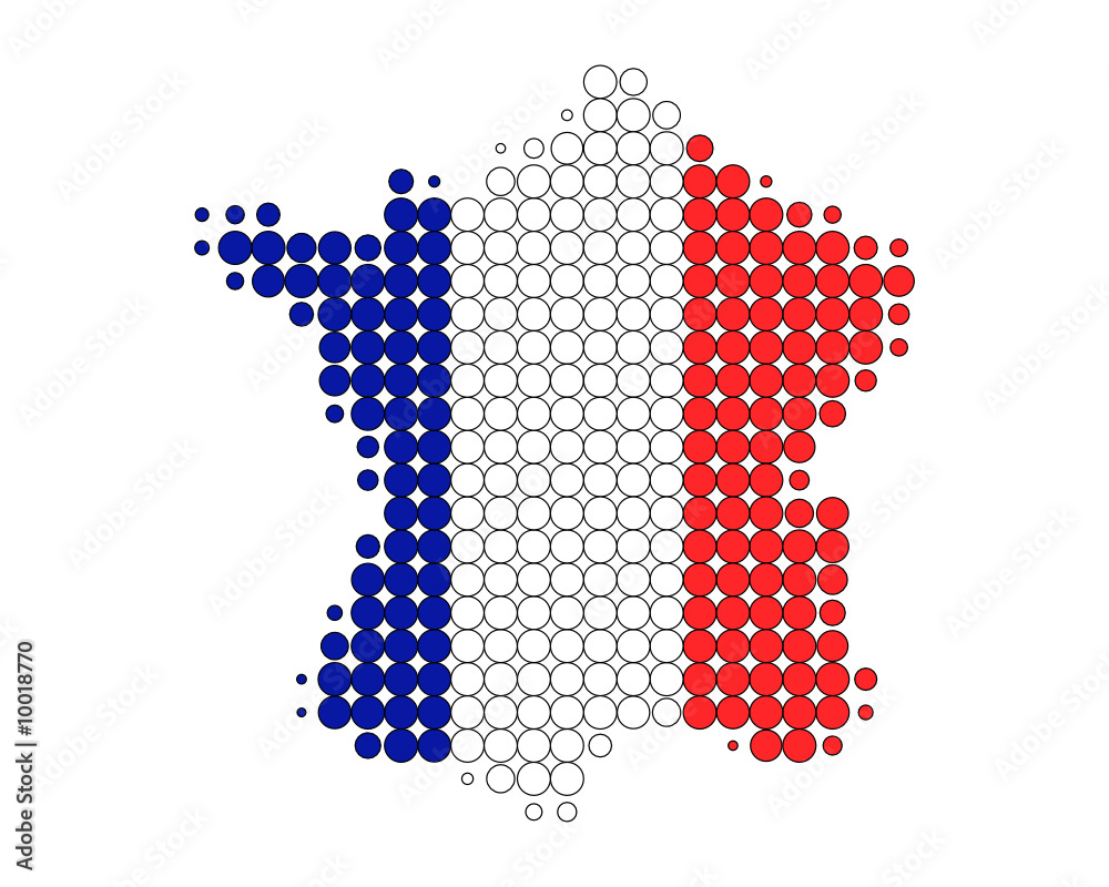 Obraz premium Karte und Fahne von Frankreich
