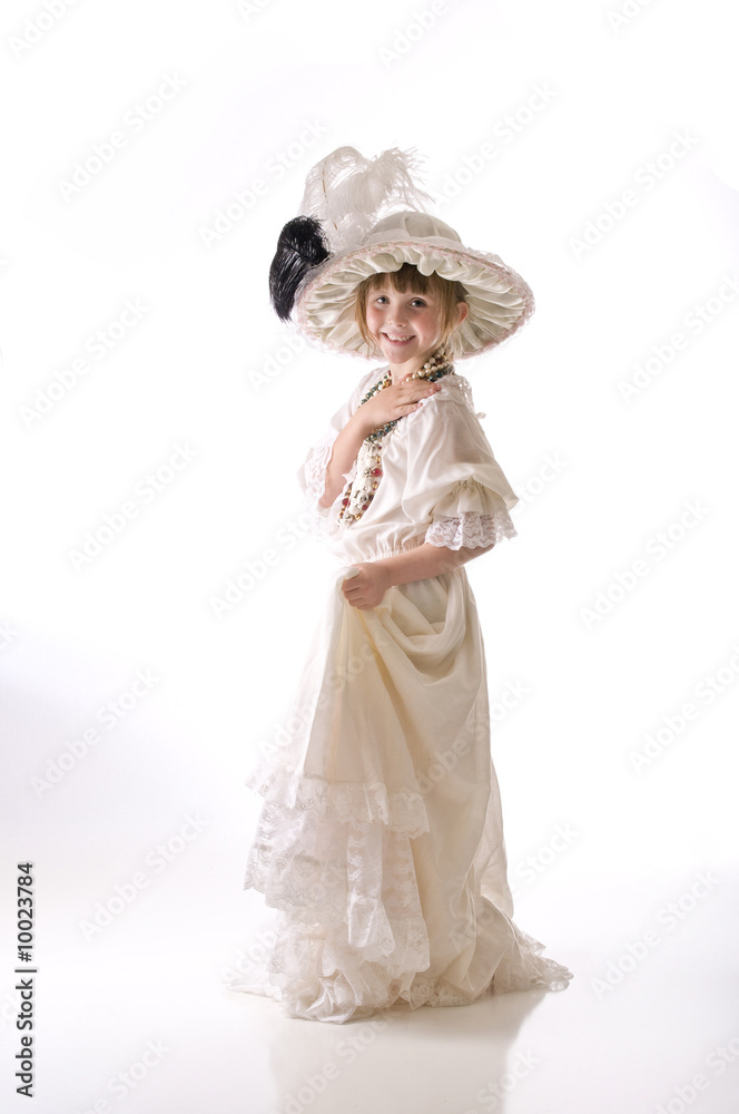 Dressing up in grandma's hat and dress Dressing up in grandma's hat and dress