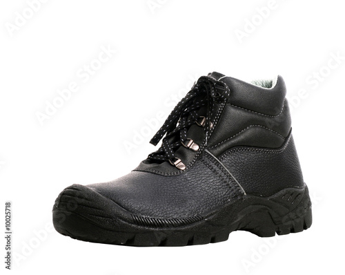 An image of black boot on white background