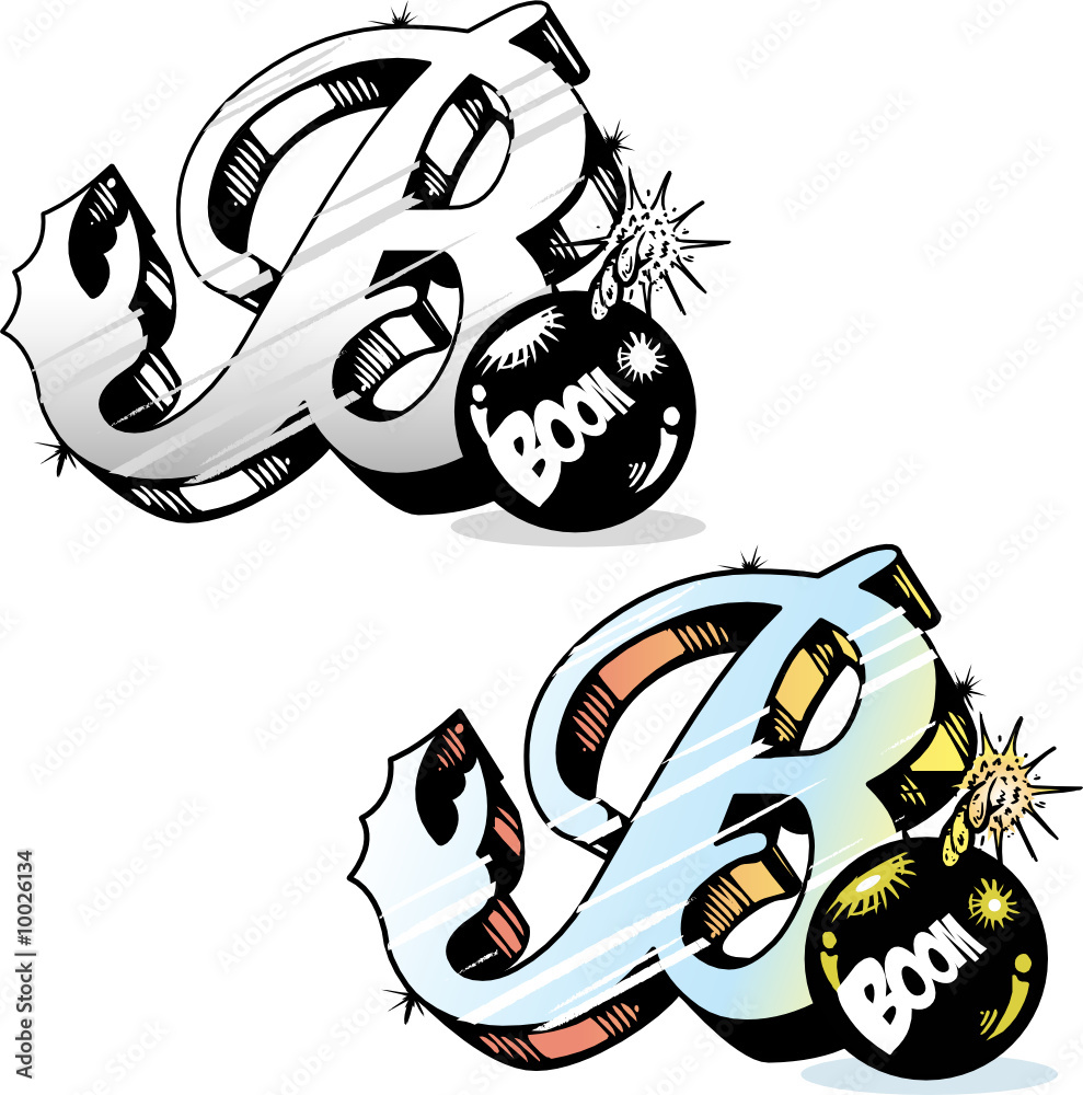 Tattoo style letter B with relevant symbols incorporated Stock Vector