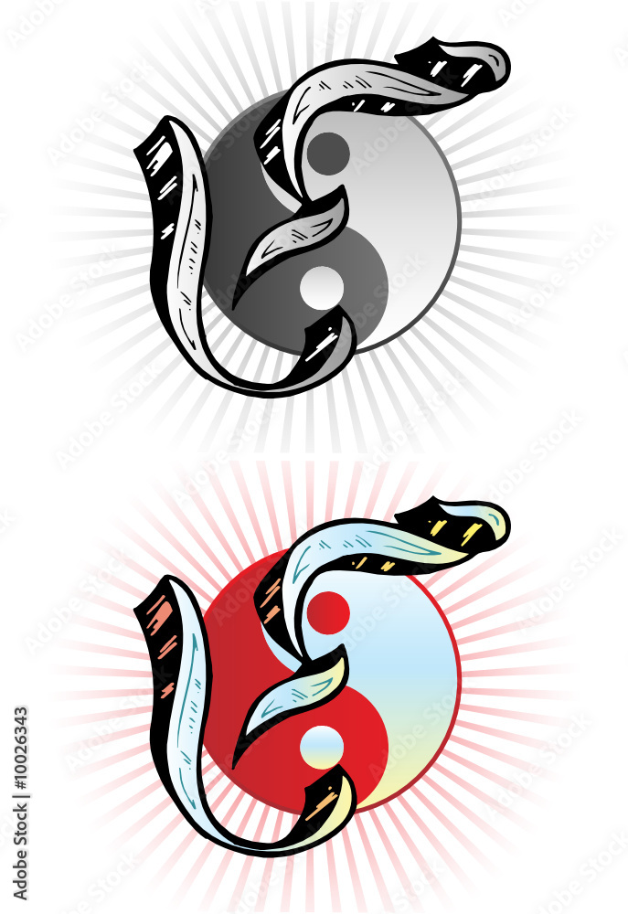 Obraz premium Tattoo style letter Y with relevant symbols incorporated