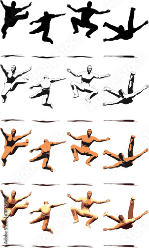 Dancer Jump silhouette various poses - VECTOR
