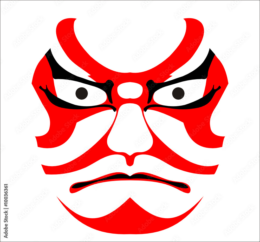mascara kabuki japón samurai Stock Vector | Adobe Stock