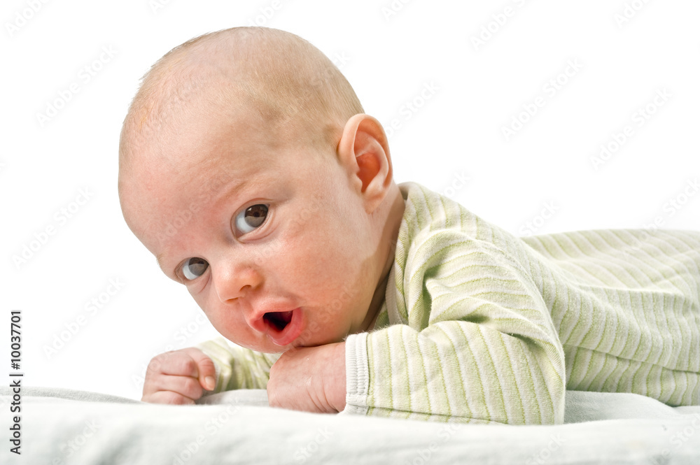 baby lying on stomach isolated on white baby lying on stomach isolated on white