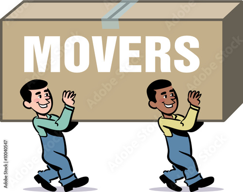 vector moving men illustration - carrying a box