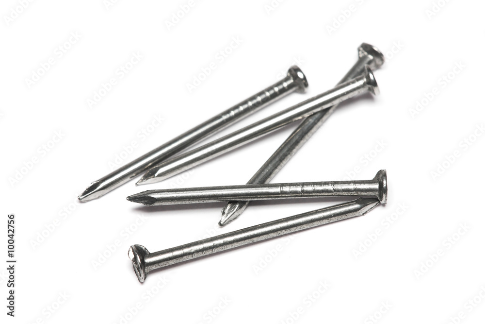 Five pieces of nails isolated on whtie background. Five pieces of nails isolated on whtie background.