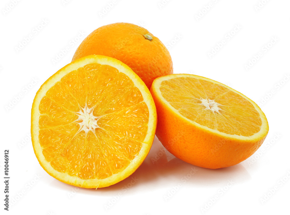 Fototapeta premium citrus orange fruit with cut isolated on white background
