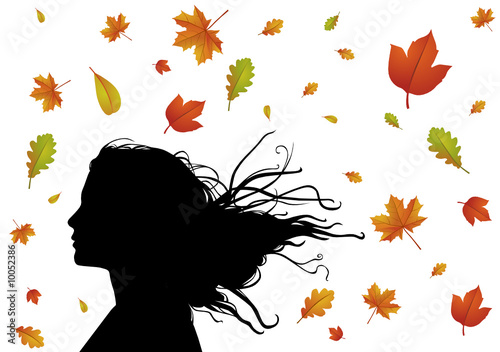 cheveux au vent d'automne