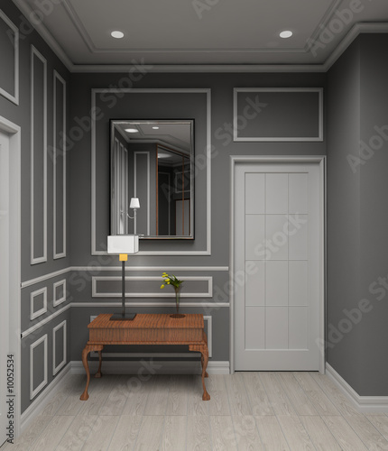 Modern design iinterior of vestibule. 3D render