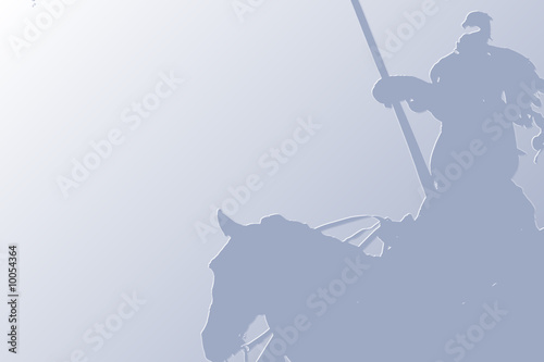 Foto Contour of a knight with a lance on a horse