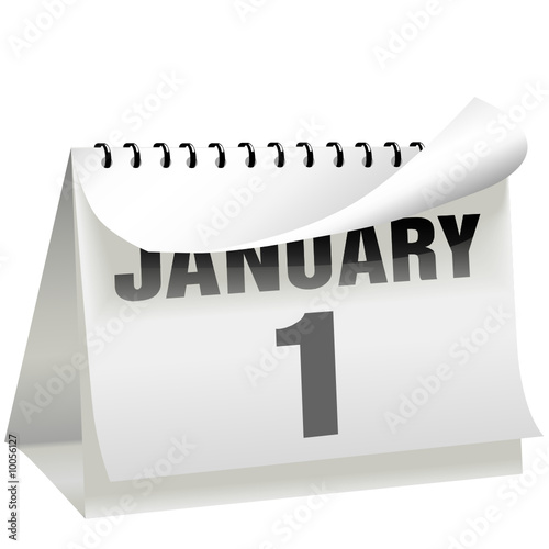 New Years Day Calendar Turns a Page Curl to January 1