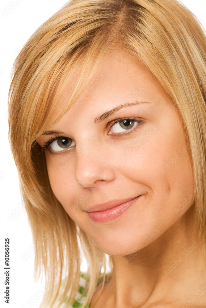 portrait of pretty girl on white background portrait of pretty girl on white background
