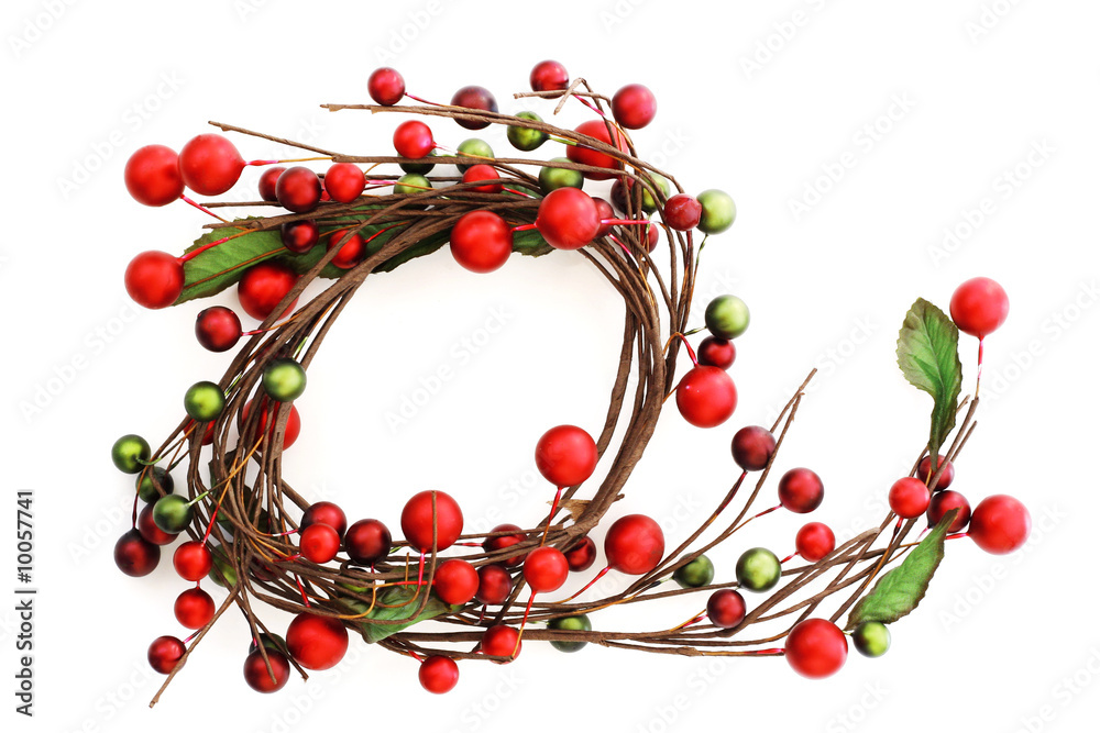 Red and green berries Christmas wreath isolated on white Red and green berries Christmas wreath isolated on white
