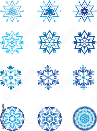 Crystal modulation of a snowflake 1. Vector