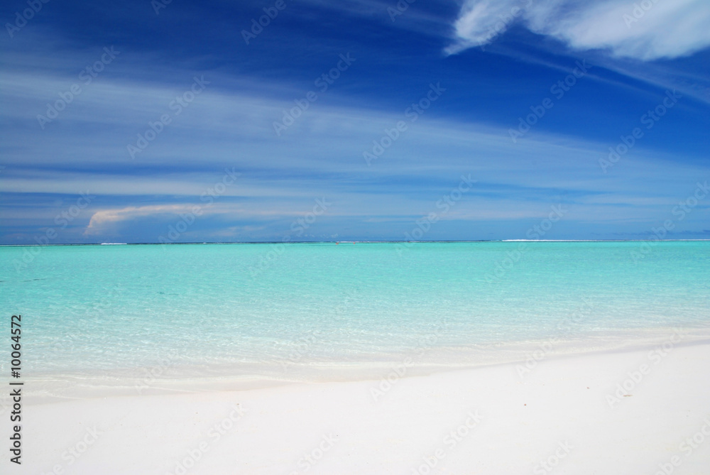 Beautiful crystal clear Maldivian sea and a blue sky