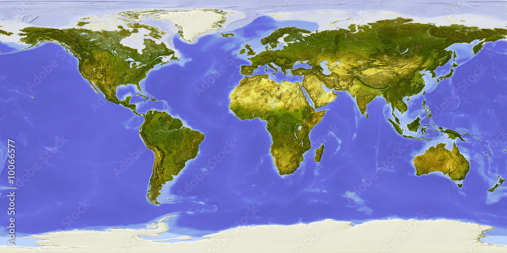 Naklejka premium World map centered on Africa.