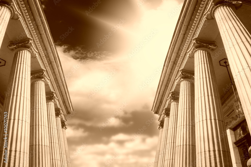 Picture of large greek freestone columns .