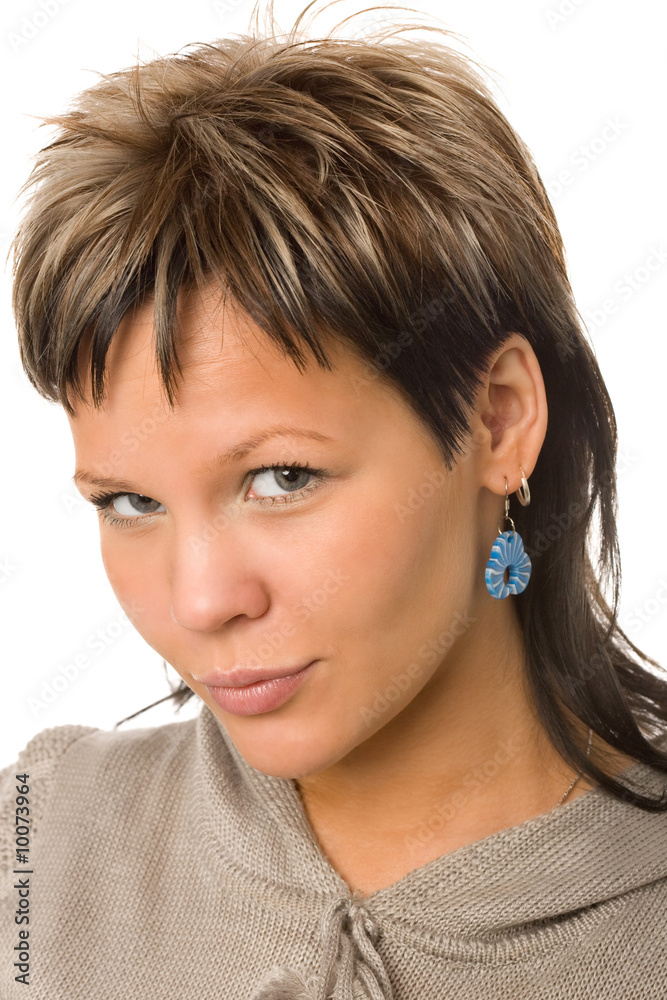 portrait of beautiful woman on a white background portrait of beautiful woman on a white background