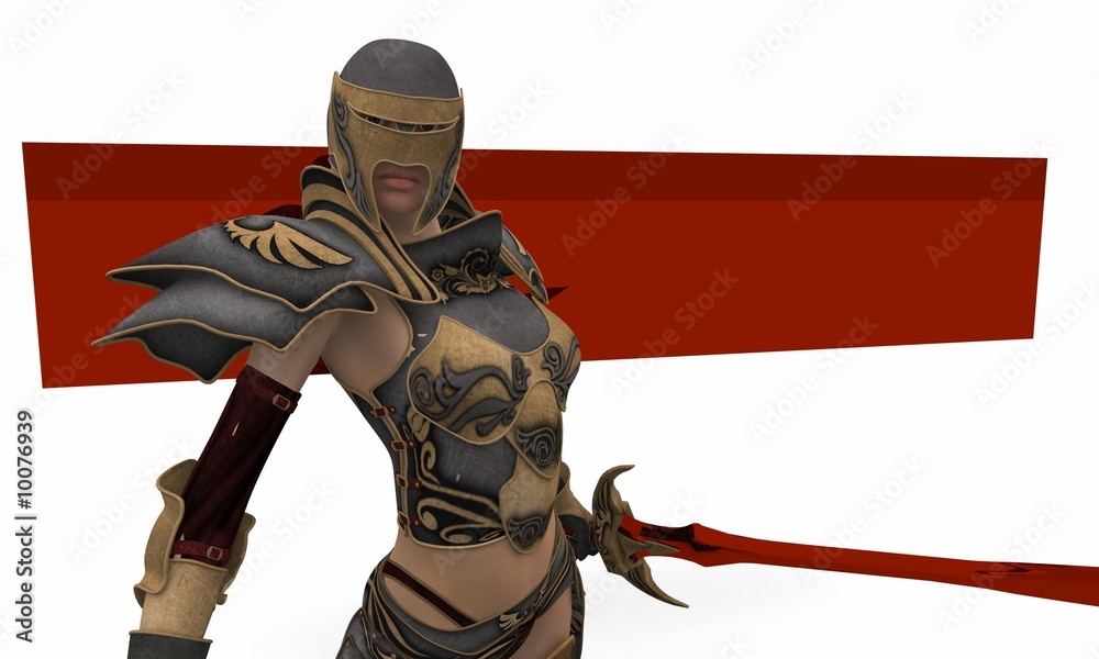 Obraz premium warrior woman with banner
