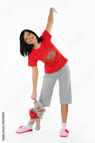 Young woman in house dress photo