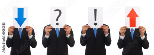 businessman with question mark sign on white background