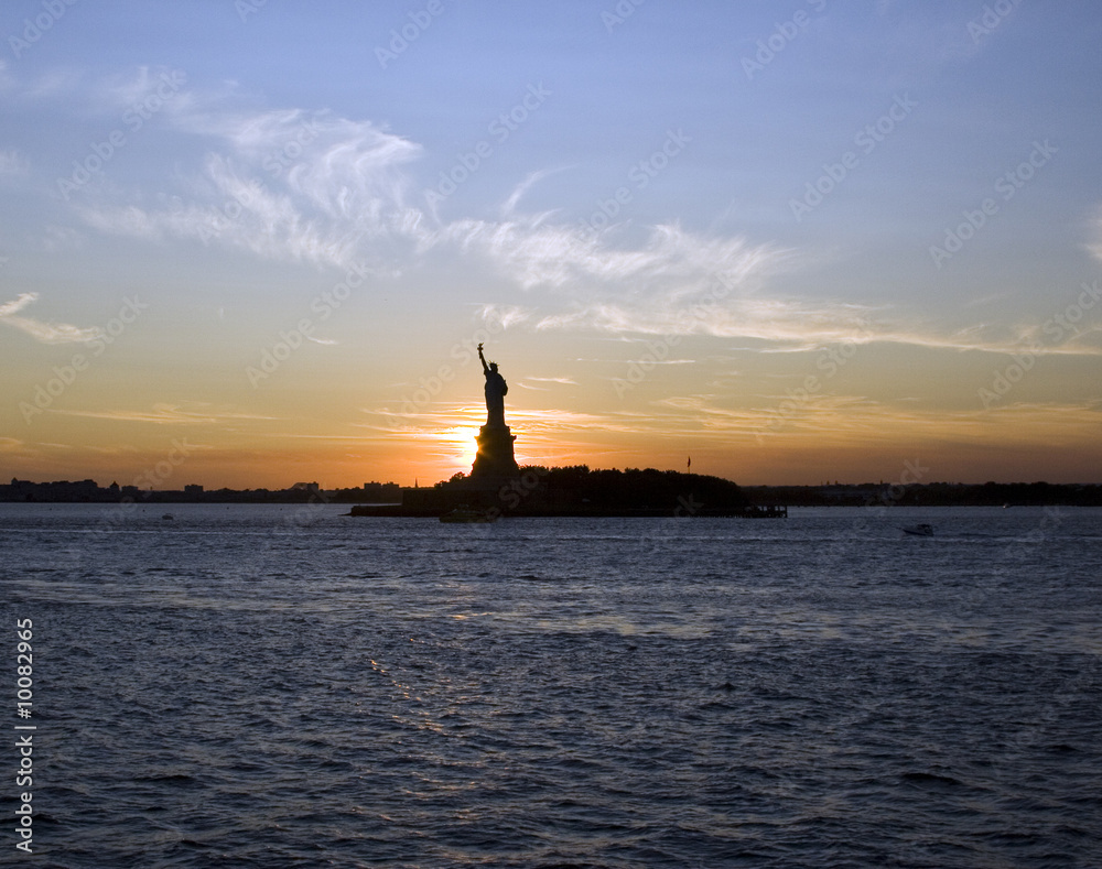 Statue of Liberty by Sunset, New York City.