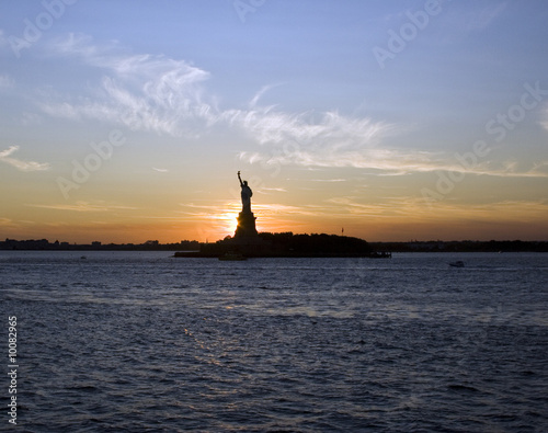 Statue of Liberty by Sunset, New York City.